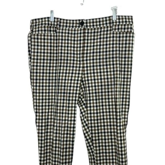 LOFT Brown & Black Check Curvy SKinny Pants Women's 16T 16 Tall - Picture 2 of 5